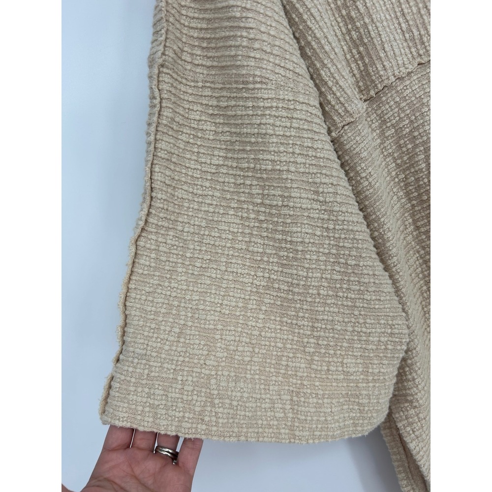 Free People We The Free Ribbed Boardwalk Hacci Sweater Tan Oversized Medium - Picture 7 of 7